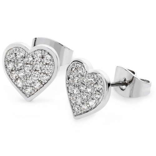 Tipperary Crystal Pavé Heart Earrings Silver